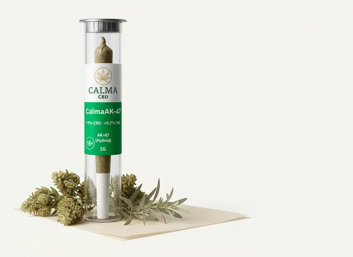 CBD pre roll AK47 1g tube classic strain hemp flower EU discreet delivery