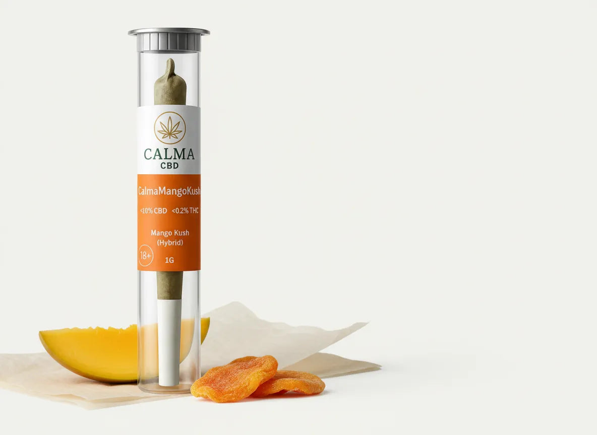 CBD pre roll Mango Kush 1g tube hemp flower citrus strain EU delivery