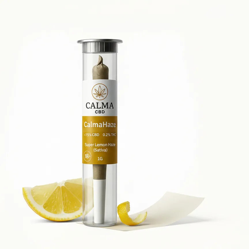 CalmaHaze CBD Pre-Roll 1g (Super Lemon Haze Sativa, under 15% CBD) 