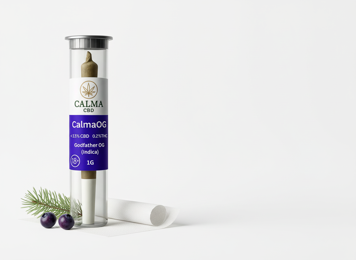 CBD pre roll OG Kush 1g tube packaging premium hemp flower EU discreet