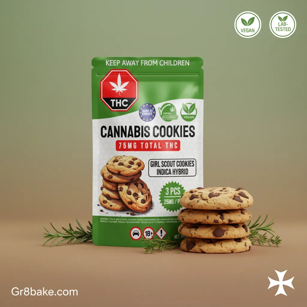 GSC Indica-Hybrid THC Cookies 75mg (3 x 25mg) Vegan 