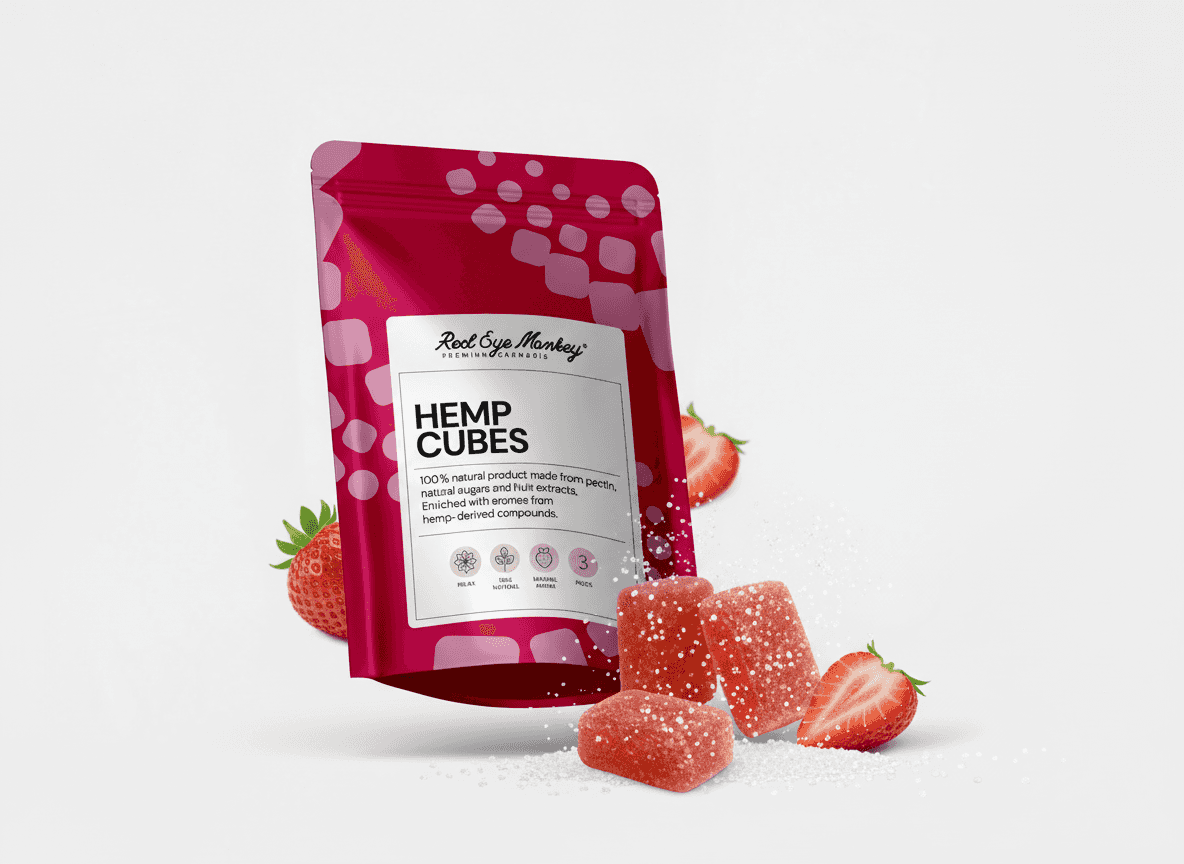 Hemp Cubes THC Gummies (Strawberry) - 3 or 6 pcs - Gr8bake.com