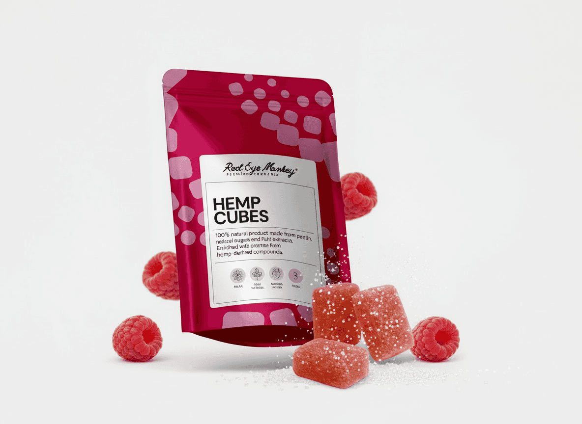 Hemp Cubes Raspberry THC Gummies 10mg per Cube (3 or 6 Pack) 