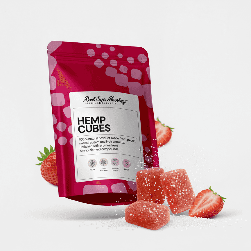 Hemp Cubes Strawberry THC Gummies 10mg in 3 or 6 Pack 