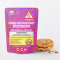 Magic Mushrooms Shroom Cookies 3g psychedelic mushroom extract pouch with two cookies.