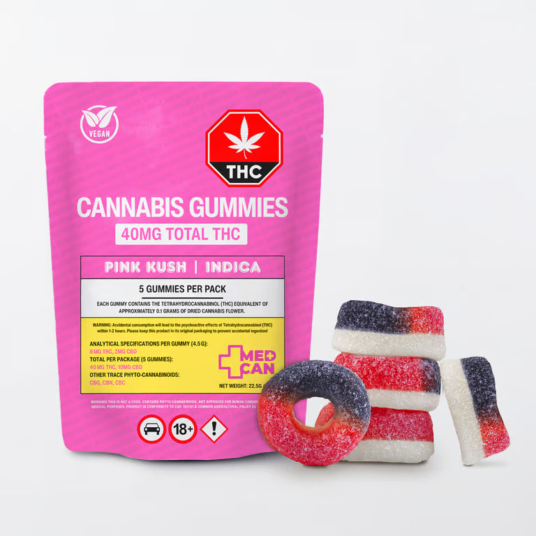Pink Kush Indica THC Gummies 40mg (5pcs × 8mg) – Vegan