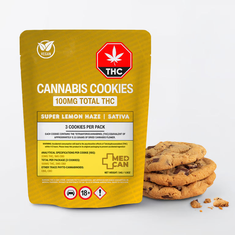 Super Lemon Haze THC Cookies 100mg (3 x 33mg) Vegan Sativa 