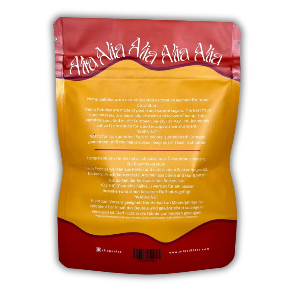 Alia Tropical Charms Hemp Nuggets back of packet