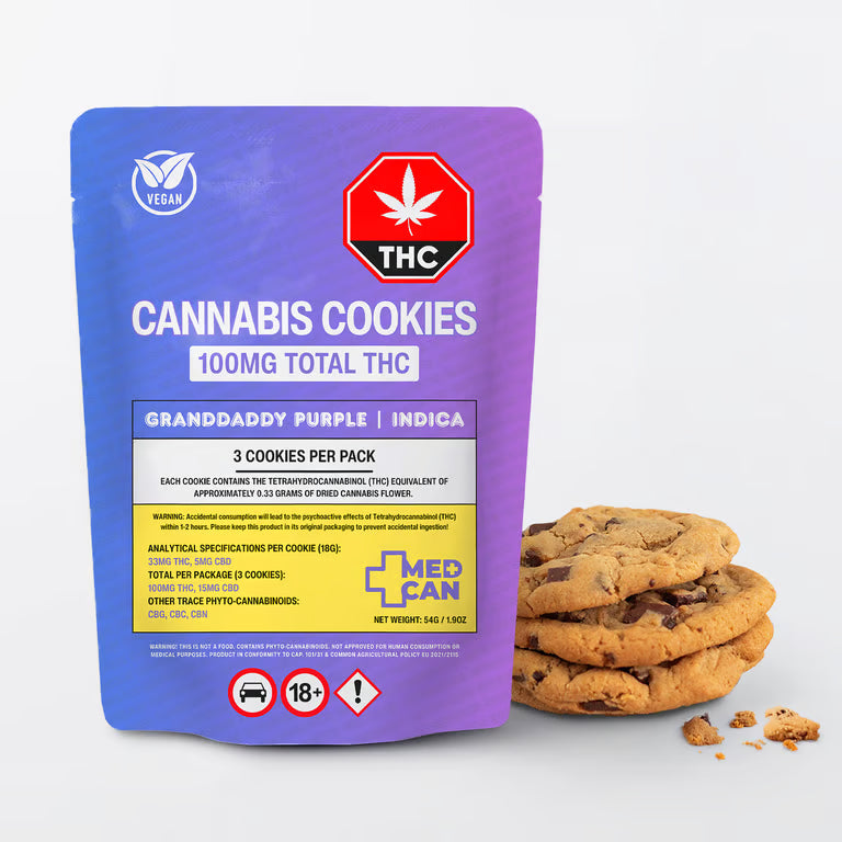 Granddaddy Purple THC cookies Malta 100mg indica cannabis cookies